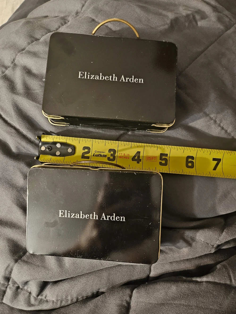 2 Elizabeth Arden‎ Black Cosmetic Cases with Gold Trim